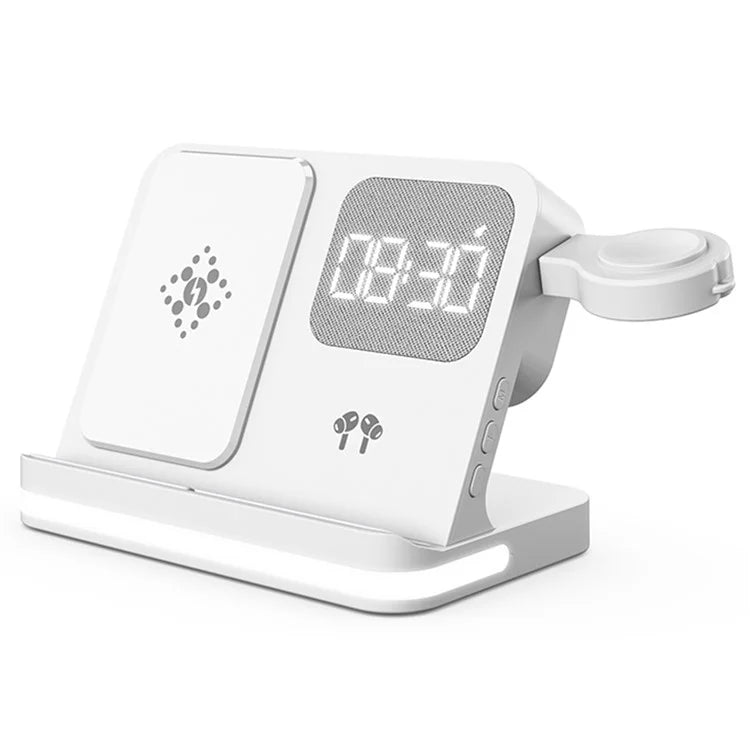 B-22 3 in 1 Wireless Charger 15W Charging Station for iPhone  /  Apple Watch, AirPods with Alarm Clock