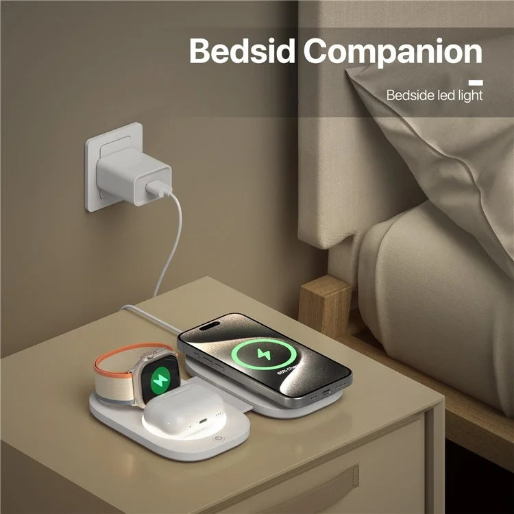 T5 For iWatch / AirPods / Phone 3-in-1 Fast Charging Dock Magnetic Wireless Charger (No Power Adapter)