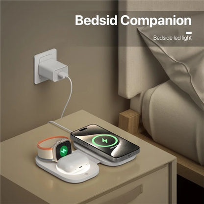 T5 For iWatch / AirPods / Phone 3-in-1 Fast Charging Dock Magnetic Wireless Charger (No Power Adapter)
