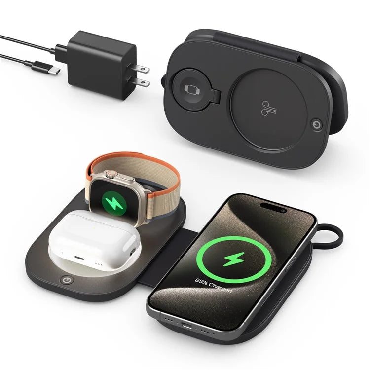 T5 For iWatch / AirPods / Phone 3-in-1 Fast Charging Dock Magnetic Wireless Charger (No Power Adapter)