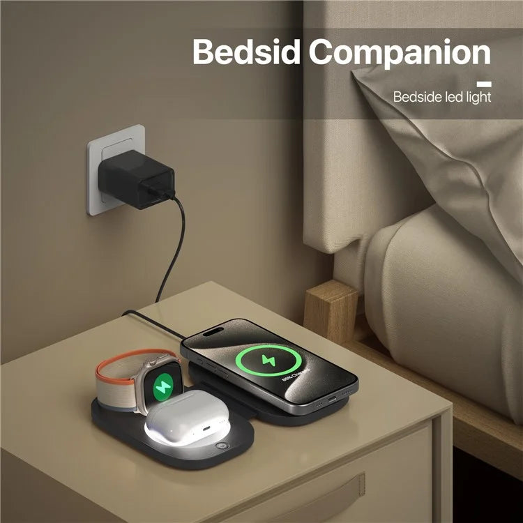 T5 For iWatch / AirPods / Phone 3-in-1 Fast Charging Dock Magnetic Wireless Charger (No Power Adapter)