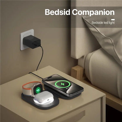T5 For iWatch / AirPods / Phone 3-in-1 Fast Charging Dock Magnetic Wireless Charger (No Power Adapter)