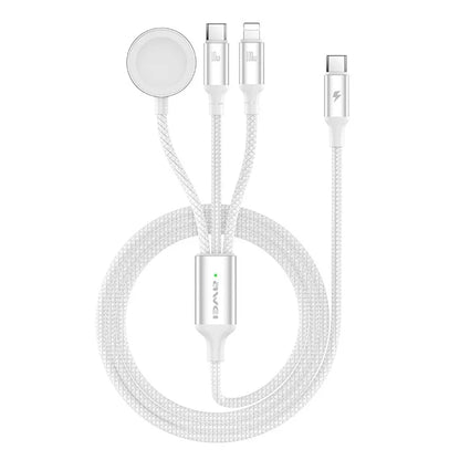 AWEI W23 1.2m Type-C to Type-C + iP + Wireless Charger for Apple Watch 3-in-1 Charging Cable