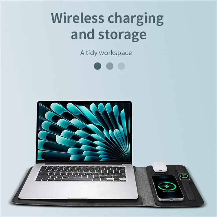 FLD-F8 5-in-1 Notebook Bag Tablet Laptop Sleeve Bag Mouse Pad Wireless Charger