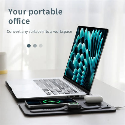 FLD-F8 5-in-1 Notebook Bag Tablet Laptop Sleeve Bag Mouse Pad Wireless Charger