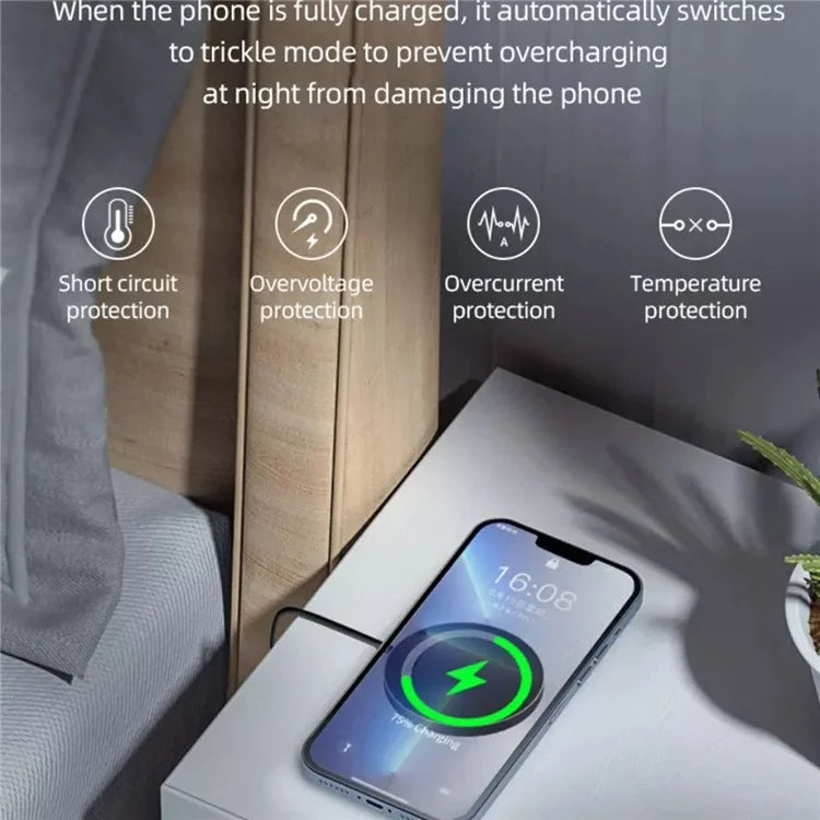 C12 Type-C Cable Round Magnetic Wireless Charger Phone Charging Pad