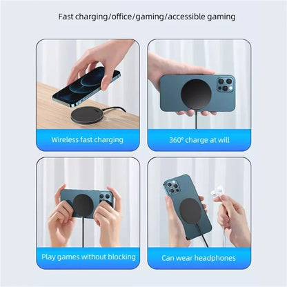 C12 Type-C Cable Round Magnetic Wireless Charger Phone Charging Pad