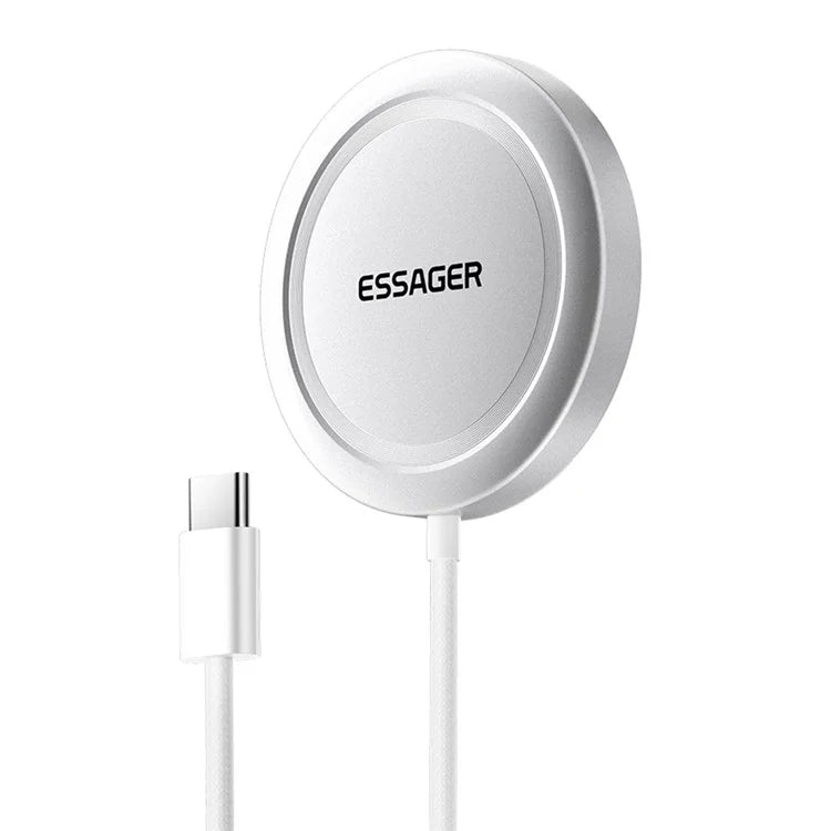 ESSAGER Qi2 15W Fast Charging Aluminum Alloy + PC Magnetic Wireless Charger for iPhone 12-16