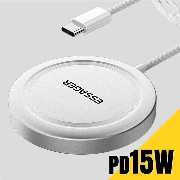 ESSAGER Qi2 15W Fast Charging Aluminum Alloy + PC Magnetic Wireless Charger for iPhone 12-16