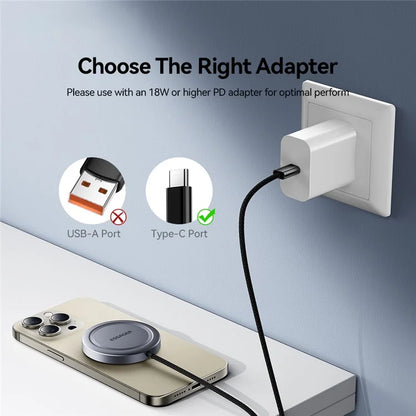 ESSAGER Qi2 15W Fast Charging Aluminum Alloy + PC Magnetic Wireless Charger for iPhone 12-16