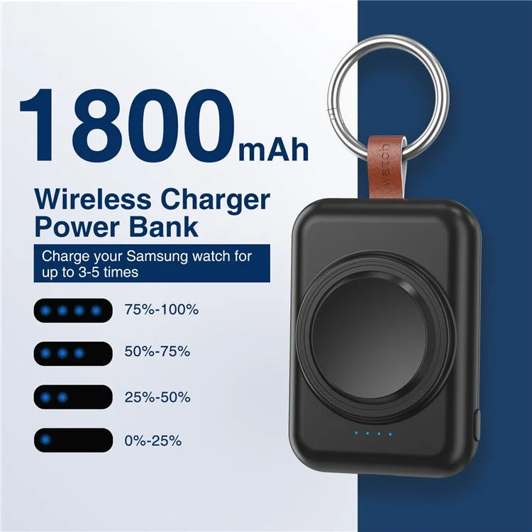 A-03 1800mAh Mini Power Bank for Samsung Galaxy Watch 6 / 5 / 5 Pro / 4 / 3 / Active / Active 2 Portable Wireless Charger
