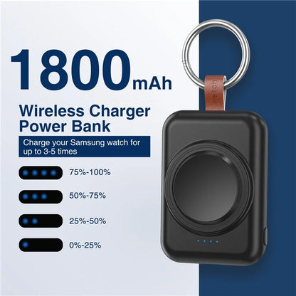 A-03 1800mAh Mini Power Bank for Samsung Galaxy Watch 6 / 5 / 5 Pro / 4 / 3 / Active / Active 2 Portable Wireless Charger