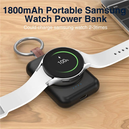 A-03 1800mAh Mini Power Bank for Samsung Galaxy Watch 6 / 5 / 5 Pro / 4 / 3 / Active / Active 2 Portable Wireless Charger