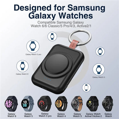 A-03 1800mAh Mini Power Bank for Samsung Galaxy Watch 6 / 5 / 5 Pro / 4 / 3 / Active / Active 2 Portable Wireless Charger