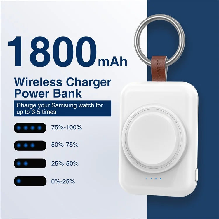 A-03 1800mAh Mini Power Bank for Samsung Galaxy Watch 6 / 5 / 5 Pro / 4 / 3 / Active / Active 2 Portable Wireless Charger