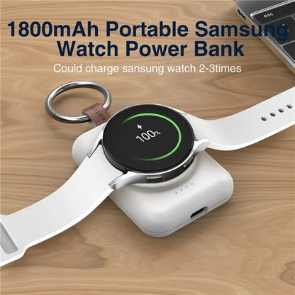 A-03 1800mAh Mini Power Bank for Samsung Galaxy Watch 6 / 5 / 5 Pro / 4 / 3 / Active / Active 2 Portable Wireless Charger