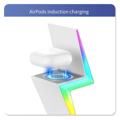 MY002 3-in-1 15W Wireless Charger for Cell Phone, Headset Magnetic Charging Stand with RGB Color Lights