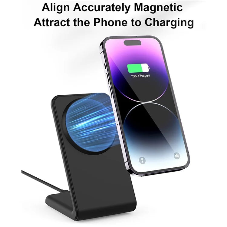 M2 15W Wireless Charging Stand for iPhone 12 / 13 / 14 / 15 Series Magnetic Wireless Charger (CE FCC ROHS UKCA) / White