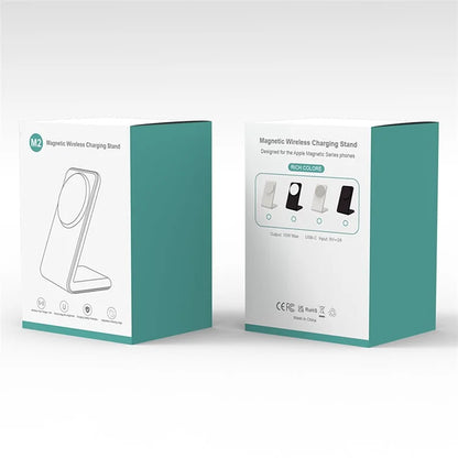 M2 15W Wireless Charging Stand for iPhone 12 / 13 / 14 / 15 Series Magnetic Wireless Charger (CE FCC ROHS UKCA) / White