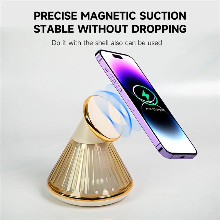 YN-22 Magnetic Wireless Charger with Night Light, Smartphone Charging Stand