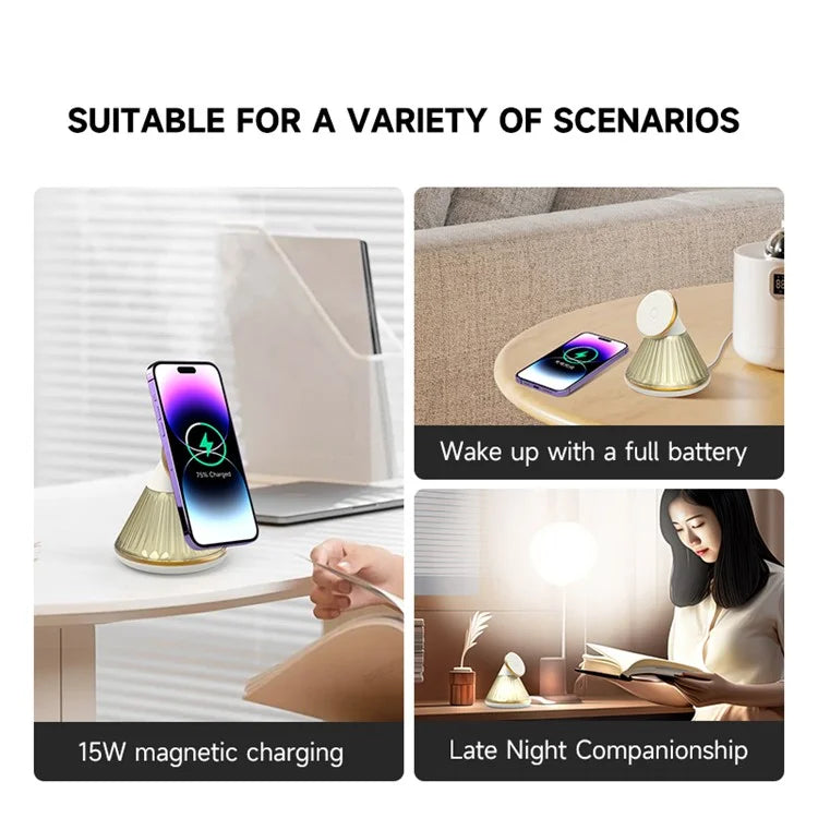 YN-22 Magnetic Wireless Charger with Night Light, Smartphone Charging Stand