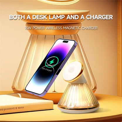 YN-22 Magnetic Wireless Charger with Night Light, Smartphone Charging Stand