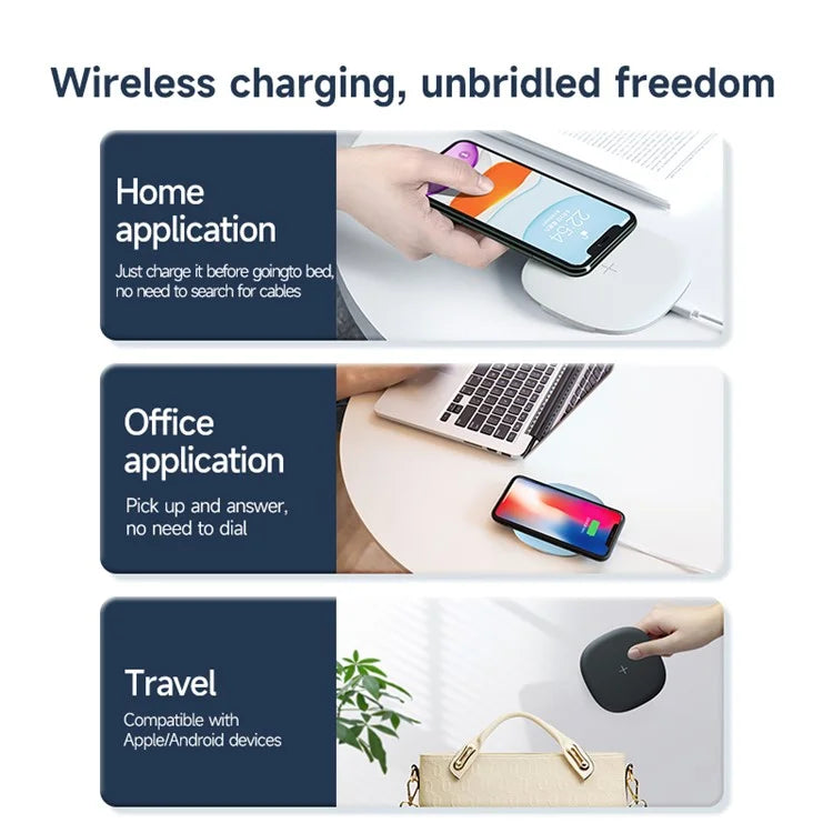 YN-101 15W Fast Wireless Charger with LED Indicator, Slim Mini Charging Pad