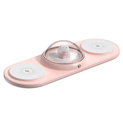 ICARER FAMILY 2-in-1 Cute Cartoon Design Wireless Charger Phone Earphone Wireless Charging Dock