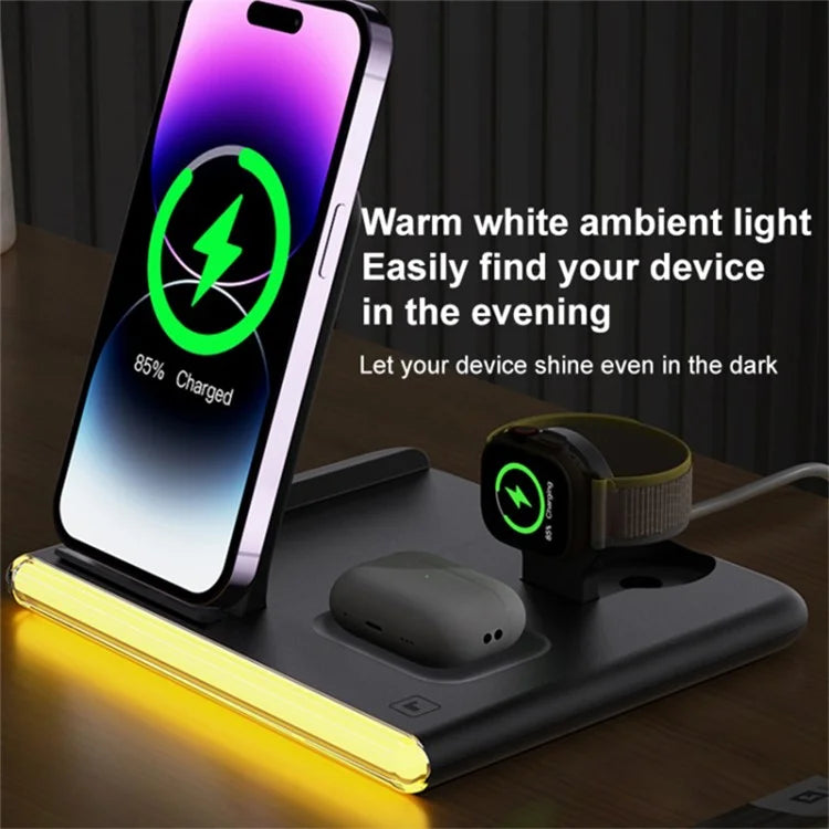 C27 15W Foldable Wireless Charger Magnetic Charging Pad with Ambient Light