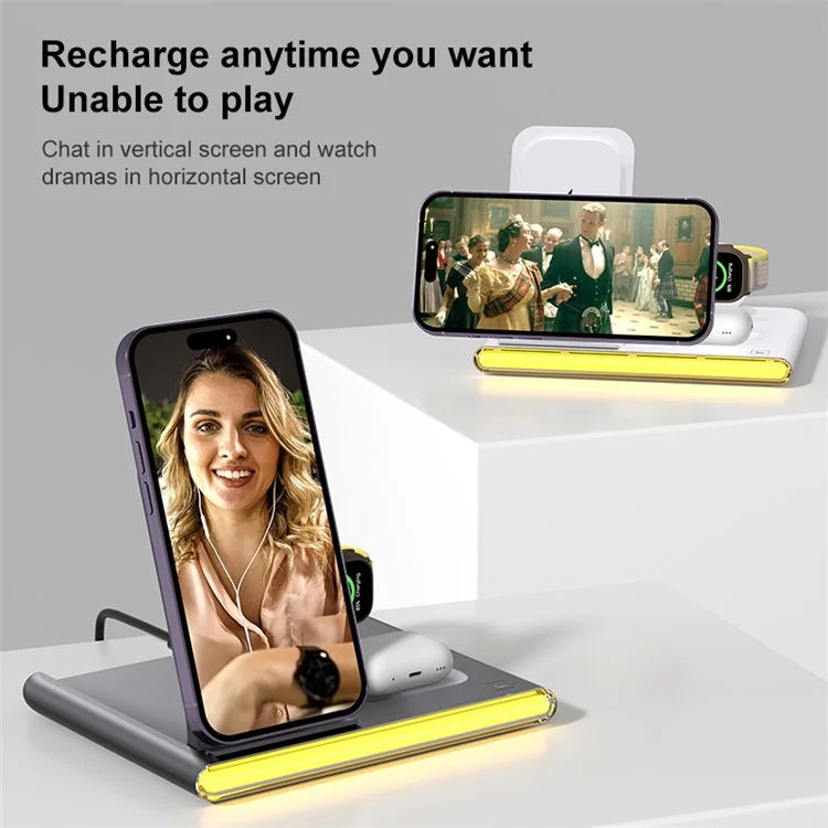 C27 15W Foldable Wireless Charger Magnetic Charging Pad with Ambient Light