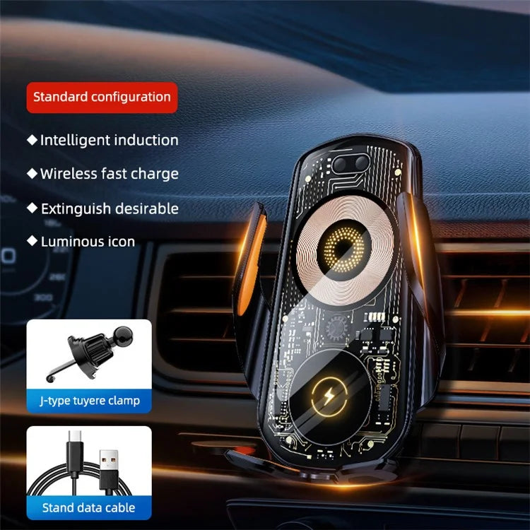 C18 15W Car Wireless Charger Transparent Air Vent Phone Holder Charging Bracket
