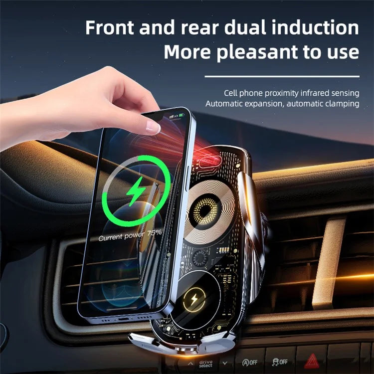 C18 15W Car Wireless Charger Transparent Air Vent Phone Holder Charging Bracket