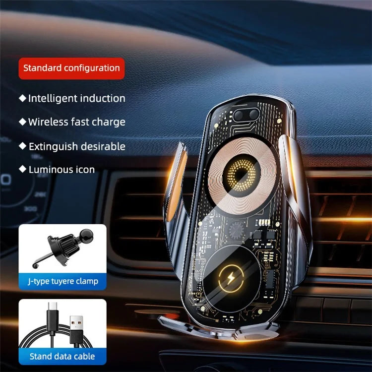 C18 15W Car Wireless Charger Transparent Air Vent Phone Holder Charging Bracket