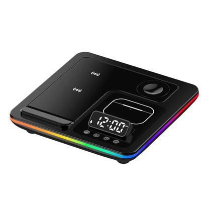 A93 Foldable Wireless Charger Alarm Clock Lifting Design Charging Pad RGB Night Light