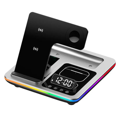 A93 Foldable Wireless Charger Alarm Clock Lifting Design Charging Pad RGB Night Light