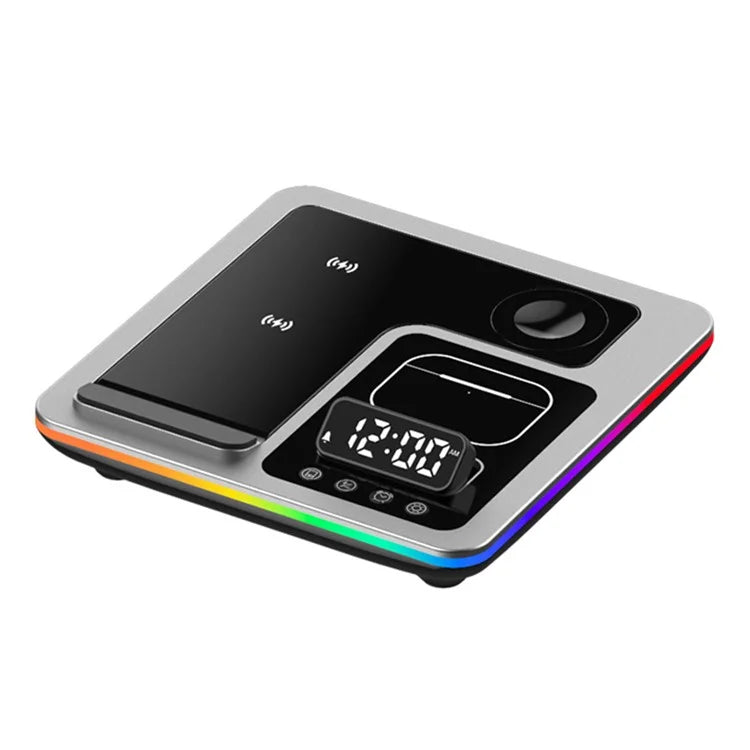 A93 Foldable Wireless Charger Alarm Clock Lifting Design Charging Pad RGB Night Light