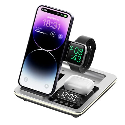 A93 Foldable Wireless Charger Alarm Clock Lifting Design Charging Pad RGB Night Light