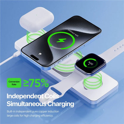 DUZZONA W19 15W Wireless Charger for iPhone / Airpods / Apple Watch 3-in-1 Sliding Charging Station Stand