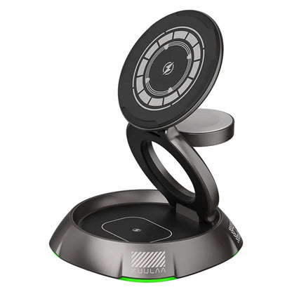 KUULAA KL-CD72 3-in-1 15W Magnetic Wireless Charging Station with Rotatable Base