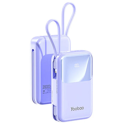 YOOBAO LQ20 20000mAh / 3.7V Power Bank LED Display Portable Charger with Built-In Cables