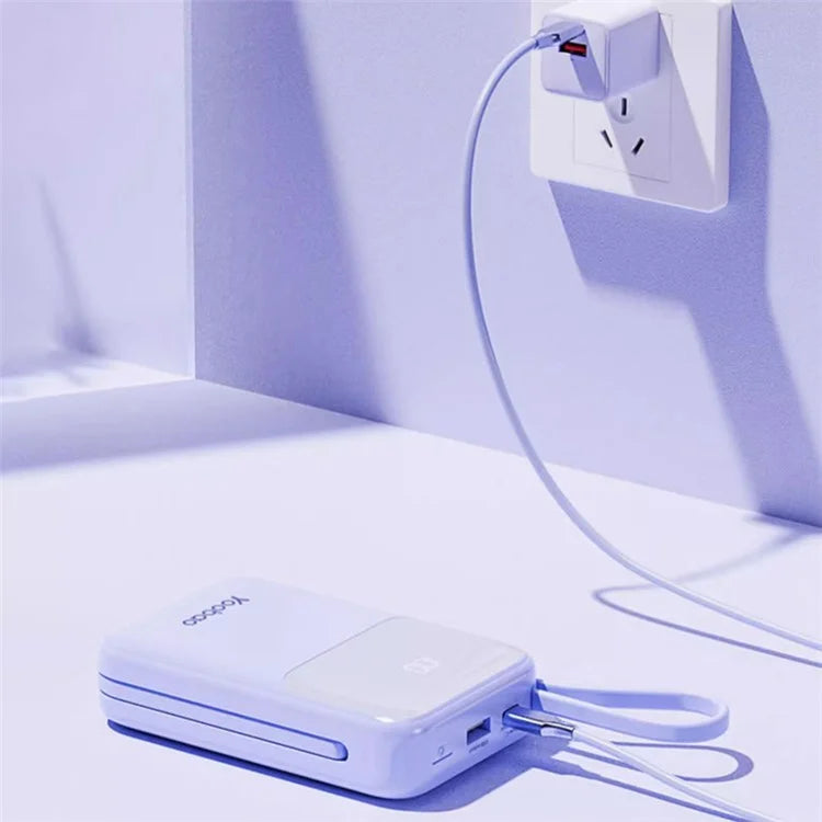 YOOBAO LQ20 20000mAh / 3.7V Power Bank LED Display Portable Charger with Built-In Cables