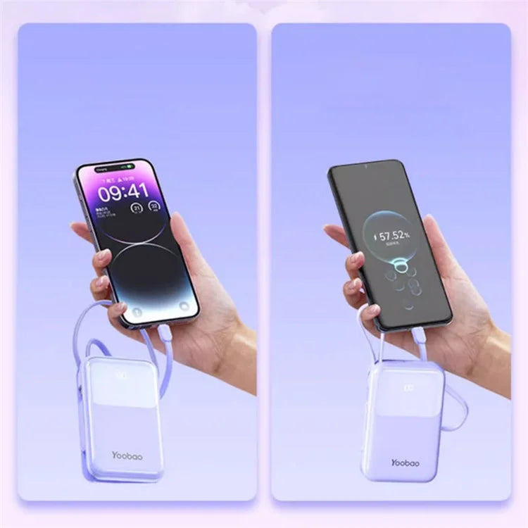 YOOBAO LQ20 20000mAh / 3.7V Power Bank LED Display Portable Charger with Built-In Cables