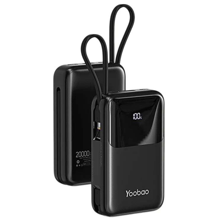 YOOBAO LQ20 20000mAh / 3.7V Power Bank LED Display Portable Charger with Built-In Cables