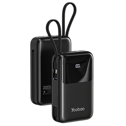 YOOBAO LQ20 20000mAh / 3.7V Power Bank LED Display Portable Charger with Built-In Cables