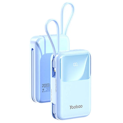 YOOBAO LQ20 20000mAh / 3.7V Power Bank LED Display Portable Charger with Built-In Cables