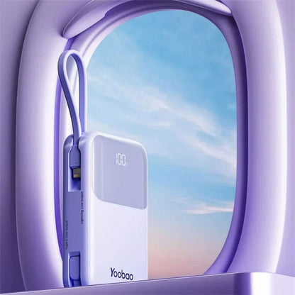 YOOBAO LQ20 20000mAh / 3.7V Power Bank LED Display Portable Charger with Built-In Cables
