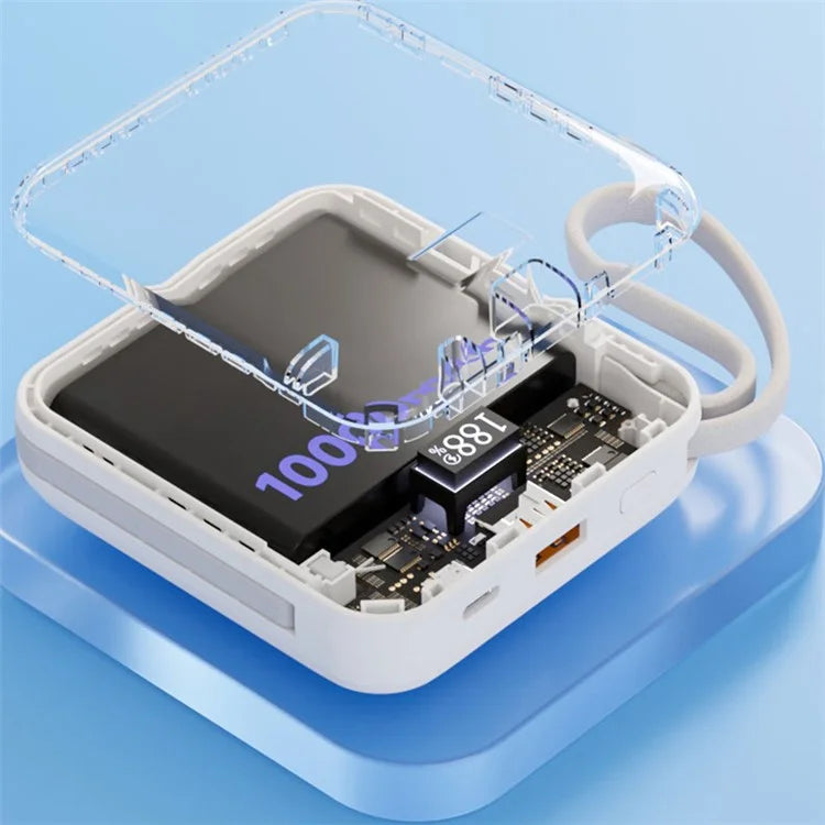 YOOBAO LK10 10000mAh Portable Phone Charger Power Bank External Battery Pack with Built-In Cables
