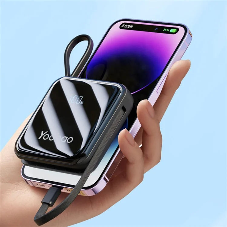 YOOBAO LK10 10000mAh Portable Phone Charger Power Bank External Battery Pack with Built-In Cables