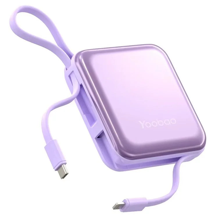 YOOBAO LK10 10000mAh Portable Phone Charger Power Bank External Battery Pack with Built-In Cables