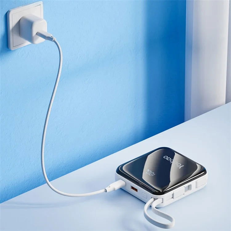 YOOBAO LK10 10000mAh Portable Phone Charger Power Bank External Battery Pack with Built-In Cables